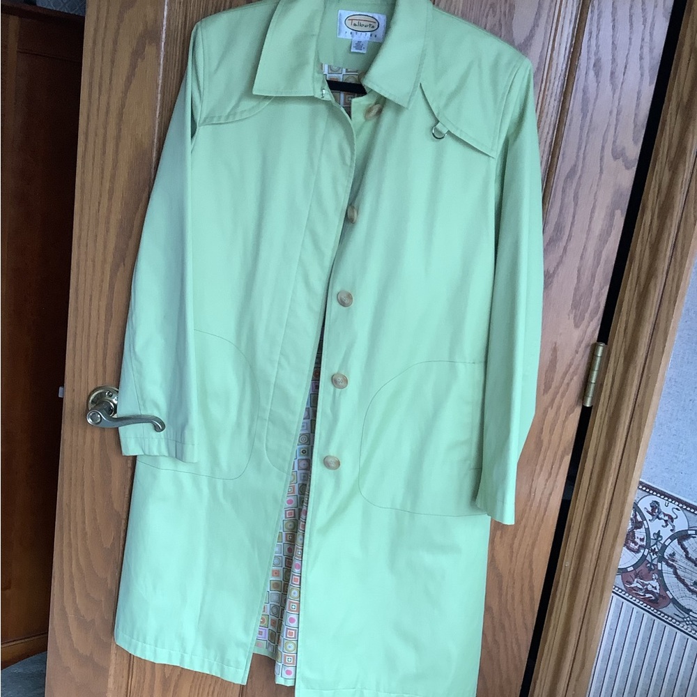 Talbots Petites, lime green, raincoat. 8P